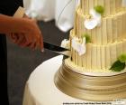 Gelin ve damat kesme düğün pastası